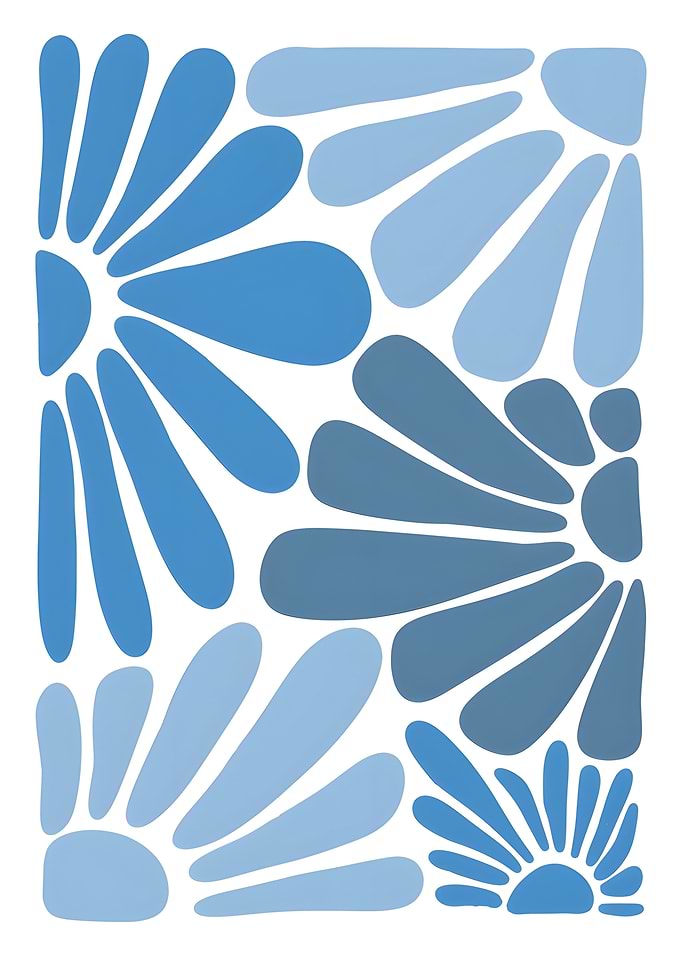 Minimalist Blue Floral Pattern Art