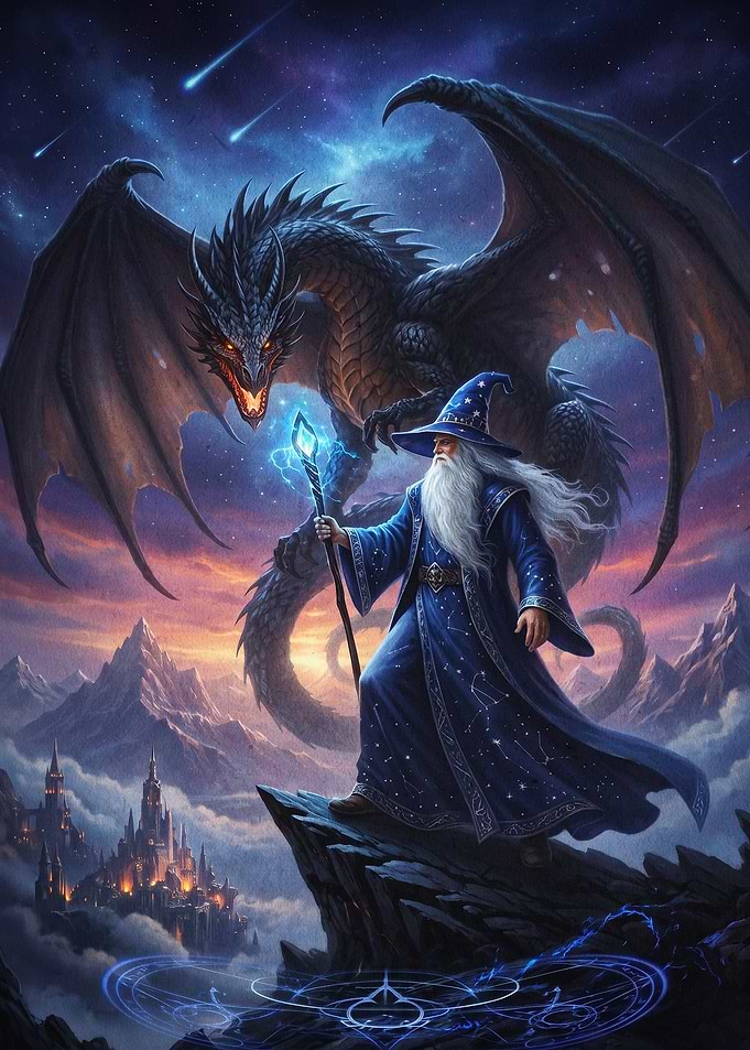 Wizard Dragon Epic Fantasy Art