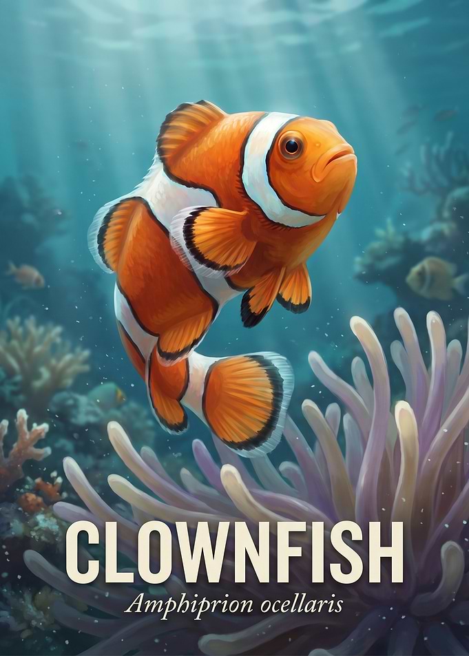 Clownfish Underwater Illustration Poster