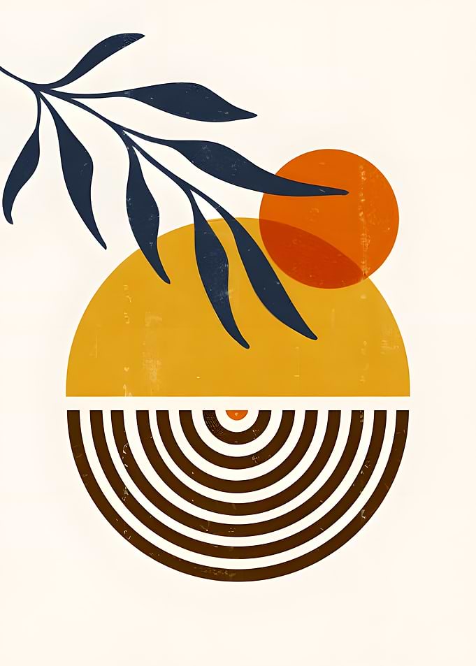 Mid-Century Modern Abstract Botanical Art