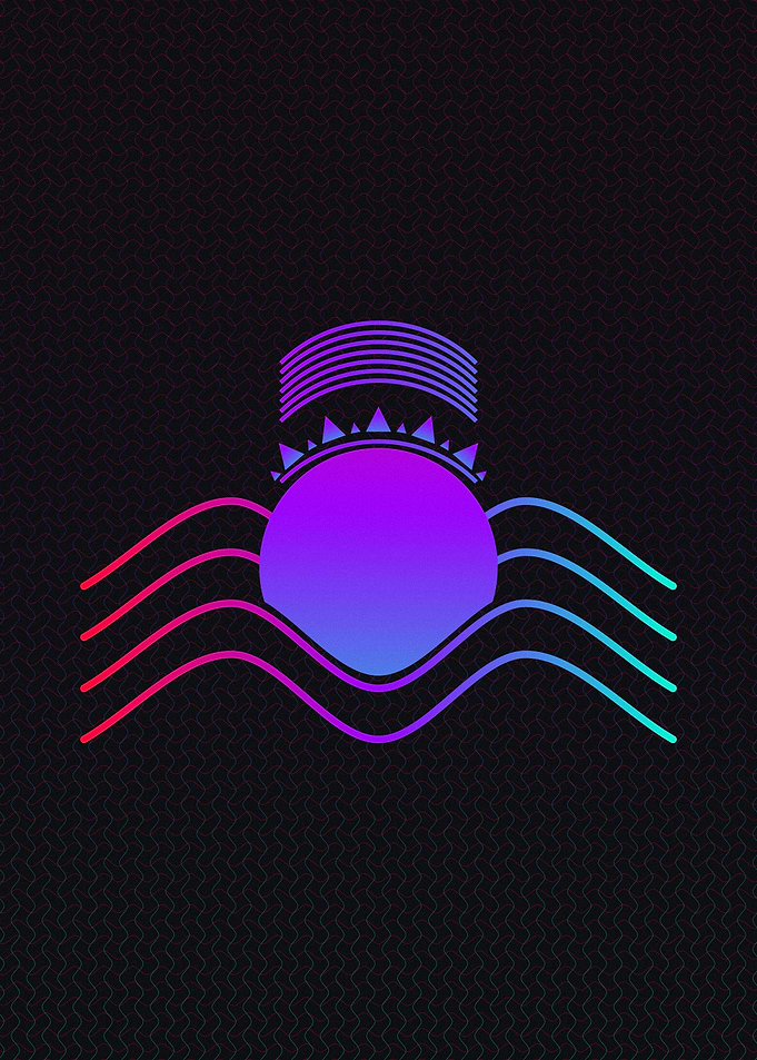Neon Cybernetic Grid Emblem - Futuristic Vector Art