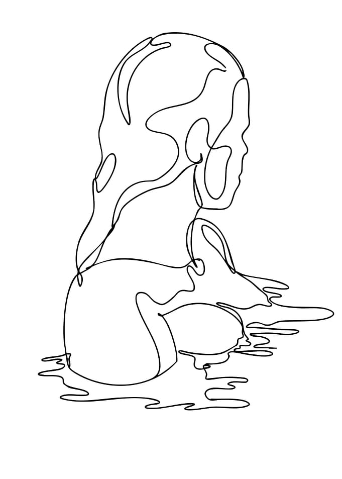 Minimalist One Line Drawing of Woman