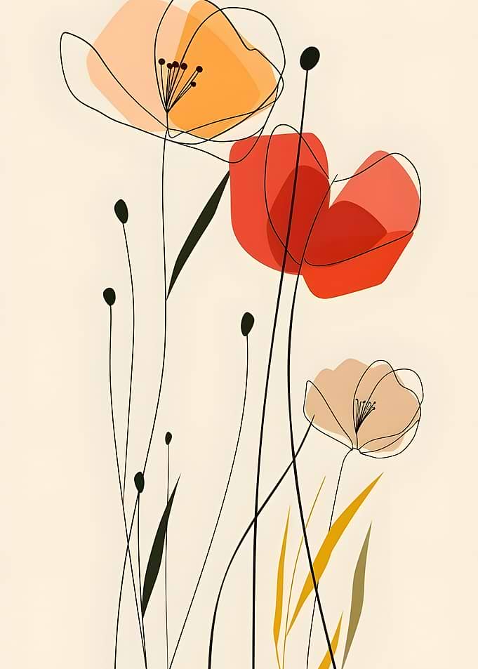 Minimalist Line Art Floral Illustration