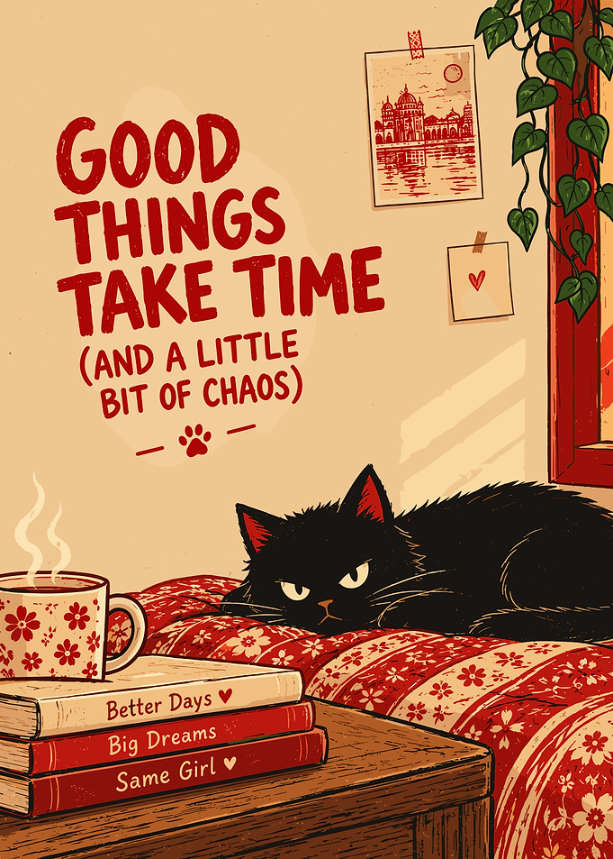 Good Things Take Time Cat Poster