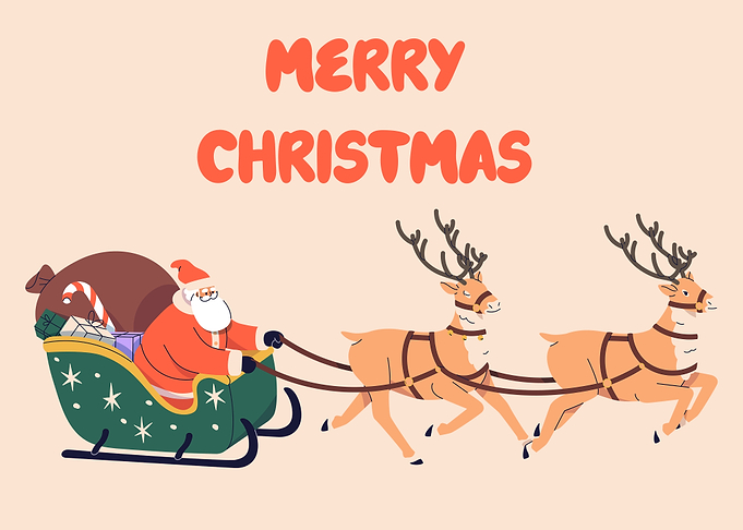 Santa Claus in Sleigh Merry Christmas
