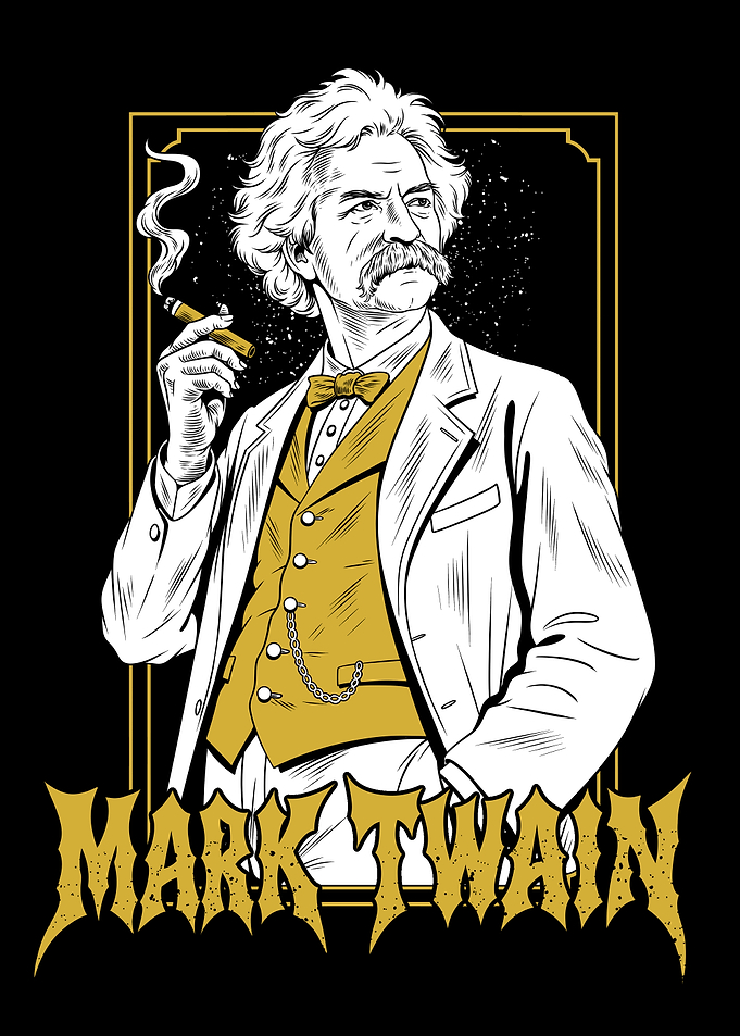 Mark Twain Vintage Portrait Illustration