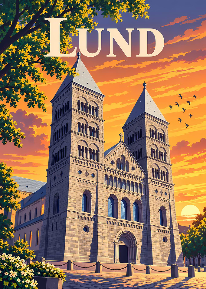 Lund Cathedral Travel Poster