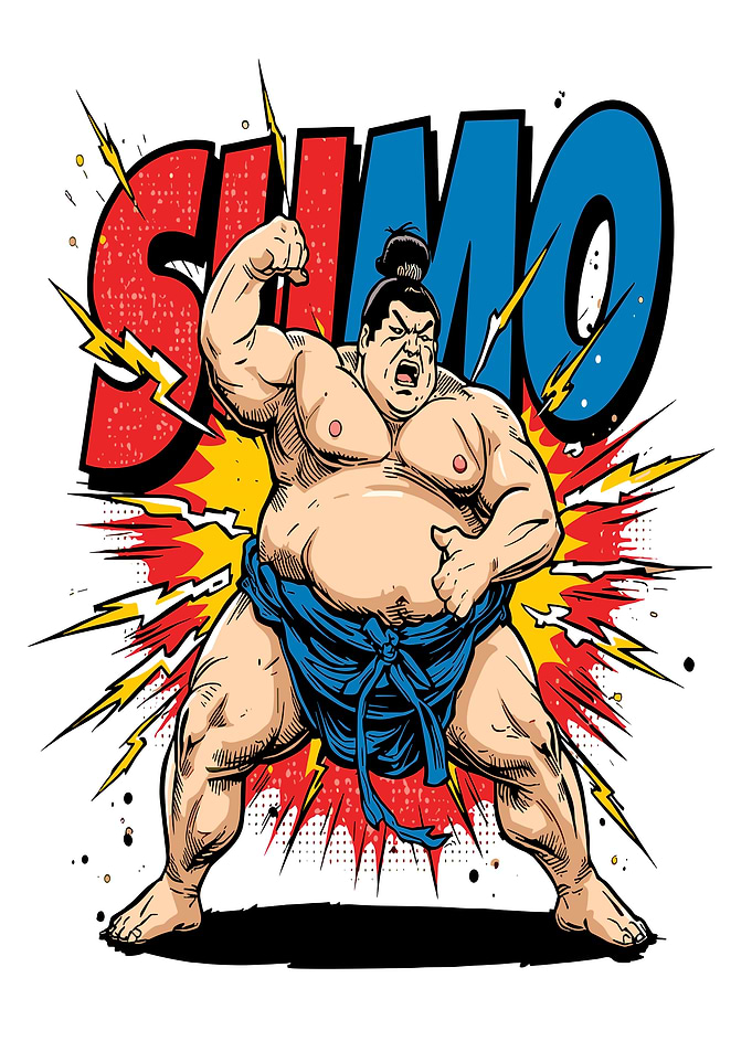 Dynamic Sumo Wrestler Comic Art
