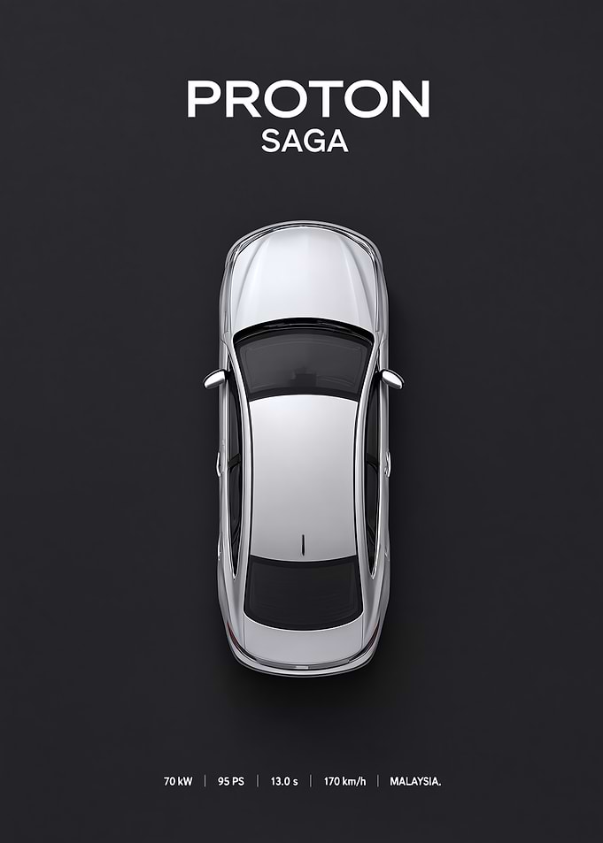 Proton Saga Minimalist Car Poster