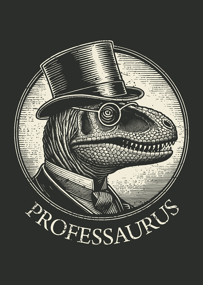 Professaurus Dapper Dinosaur Illustration