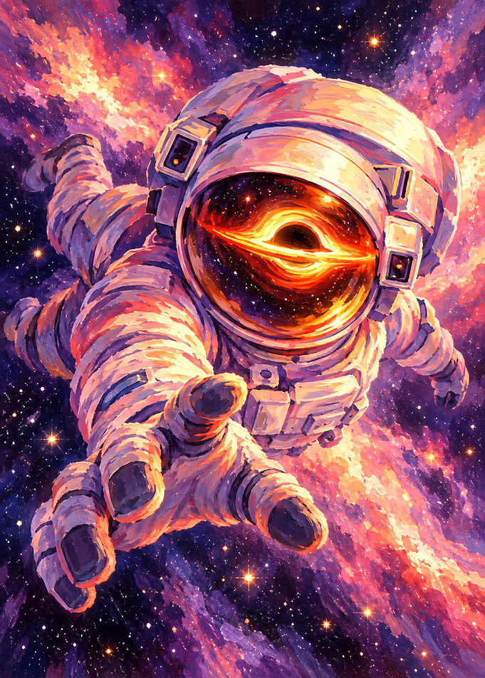 Astronaut Reaching Into Black Hole