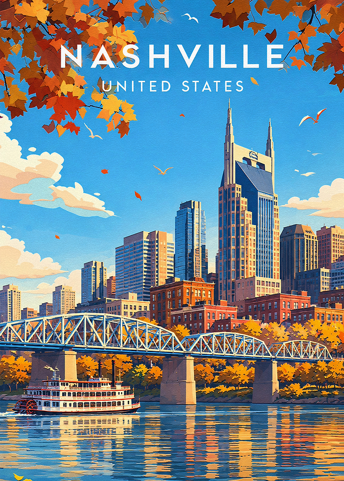 Nashville Tennessee Autumn Travel Poster