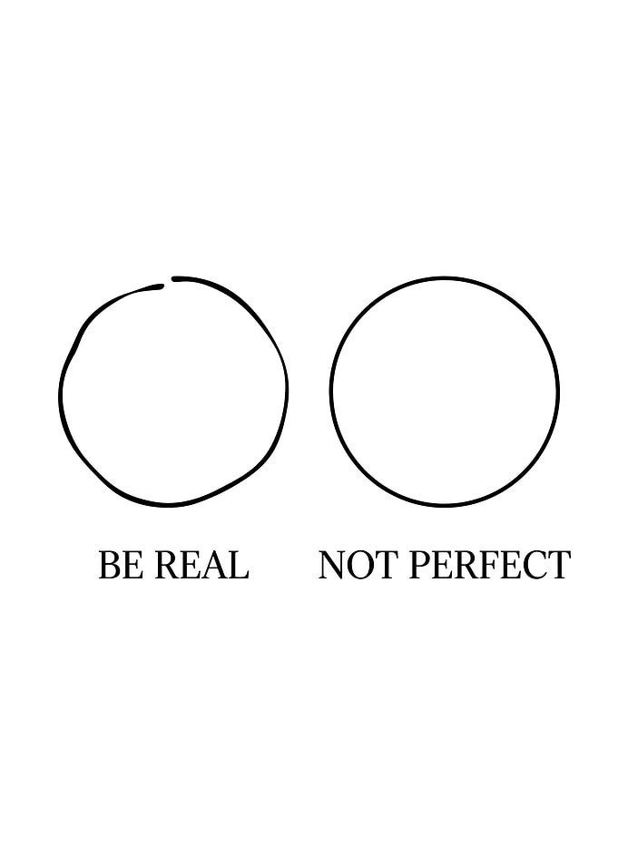 Be Real Not Perfect Minimalist Quote