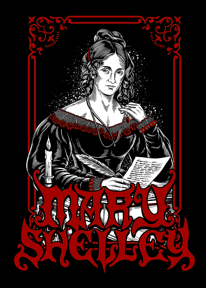 Mary Shelley Gothic Portrait Illustration