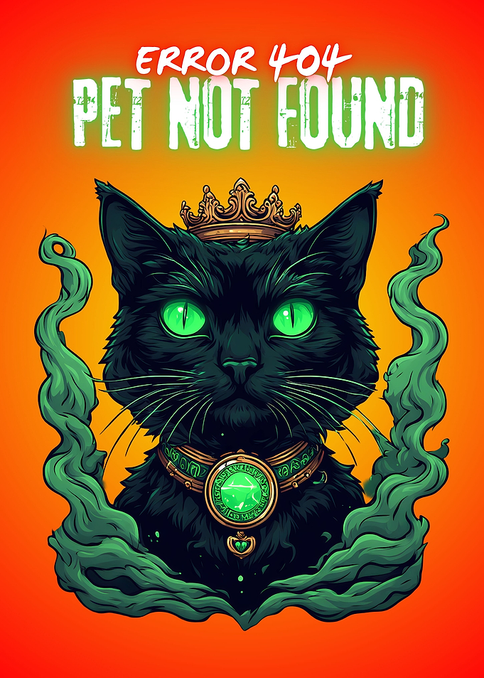 Cyberpunk Mecha Black Cat Neon Emerald Green King