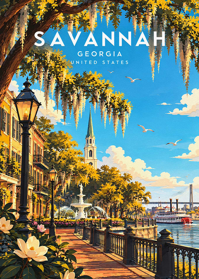 Savannah Georgia Travel Poster