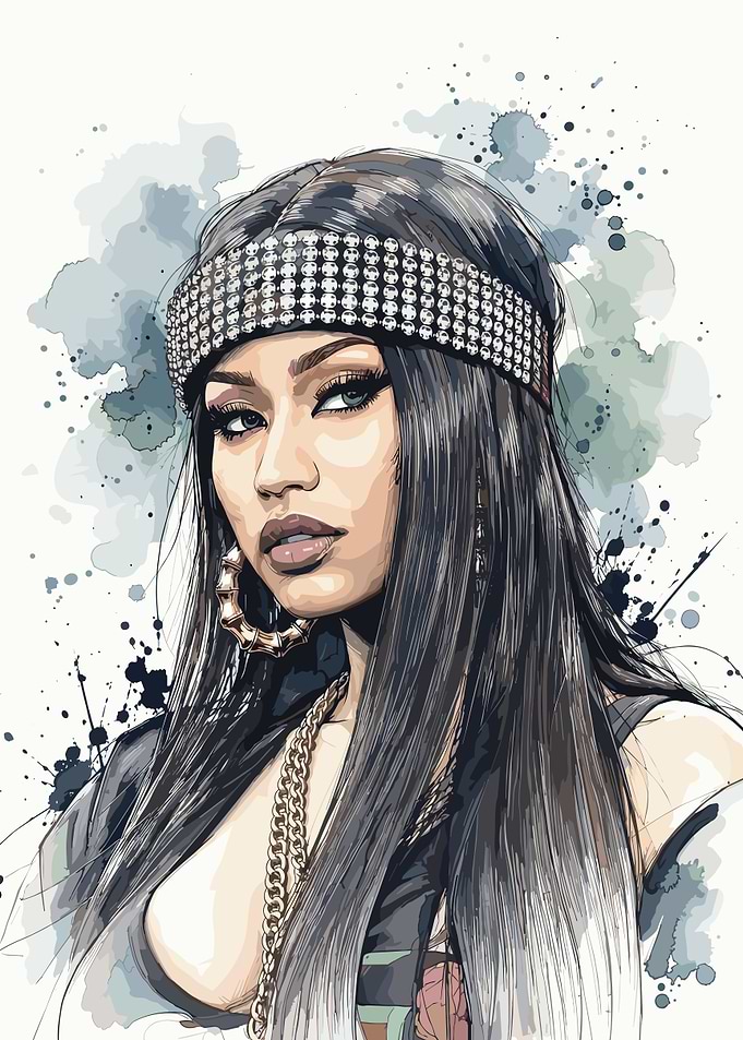 Nicki Minaj Watercolor Portrait