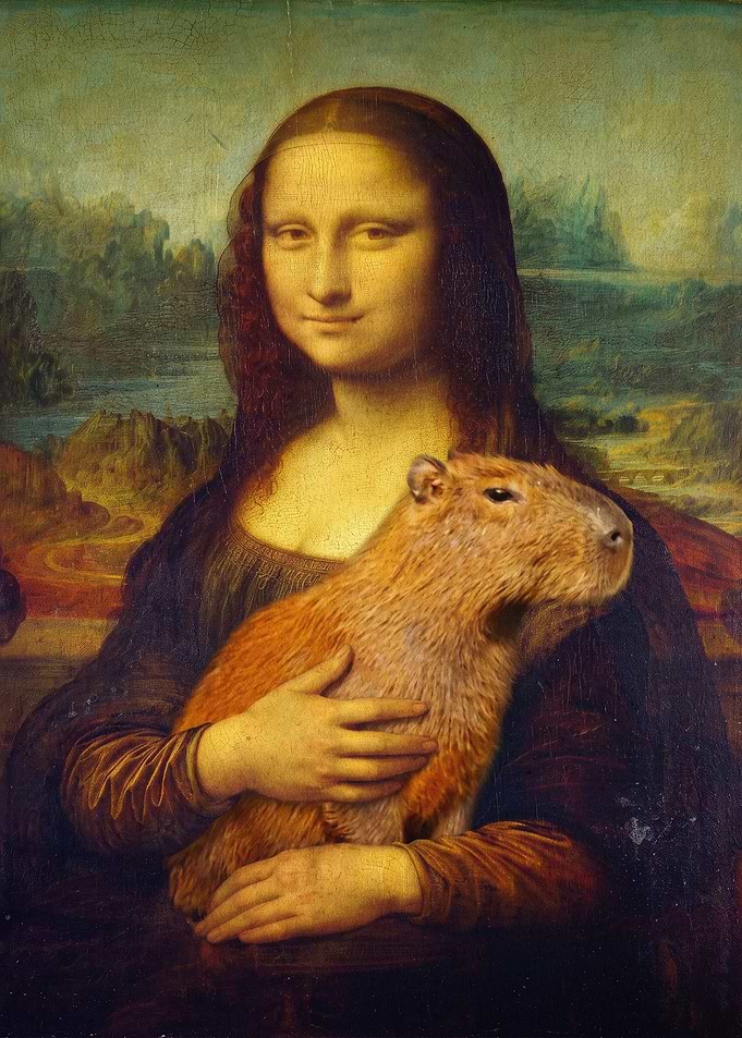 Capybara Mona Lisa Funny Art