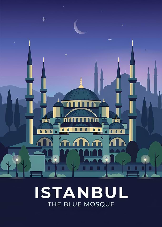 Istanbul Blue Mosque Travel Poster