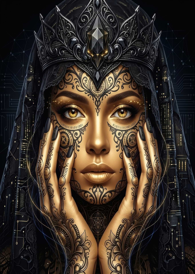 Cybernetic Queen with Golden Ornate Details