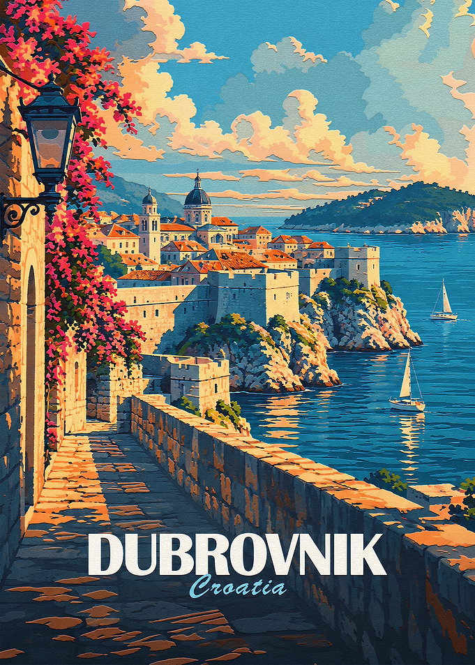 Dubrovnik Croatia Travel Poster