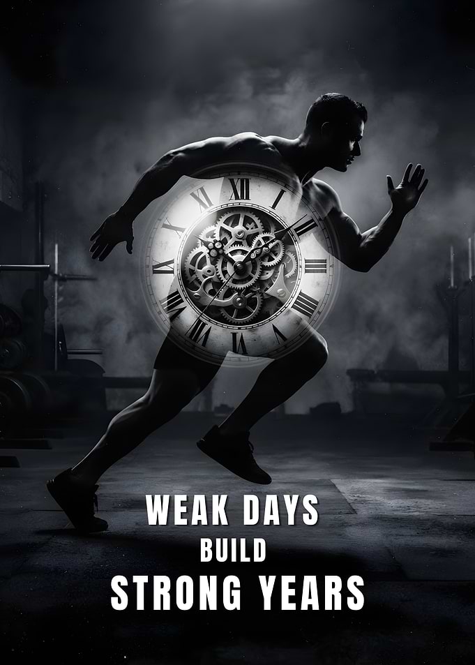 Weak Days Build Strong Years - Gym Motivation Metal Poster