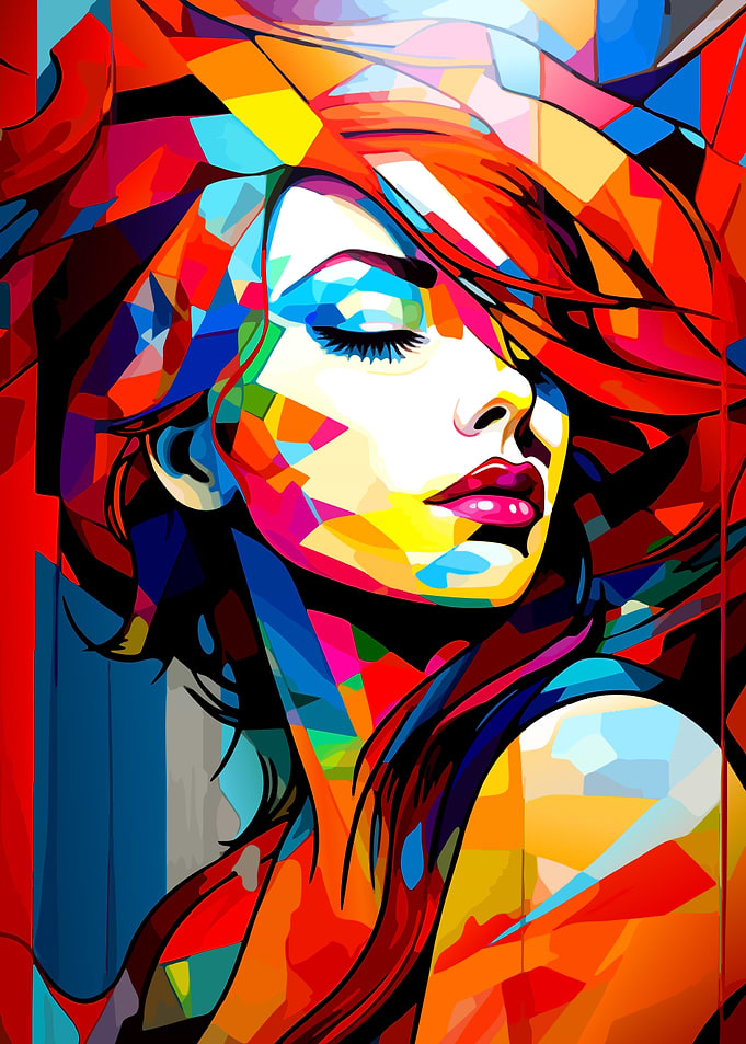 Colorful Geometric Portrait of a Woman