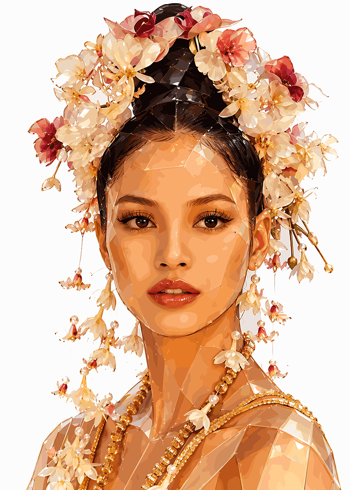 Low Poly Portrait of Asian Woman