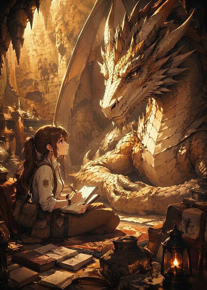 Dragon Scholar Cave Fantasy Art