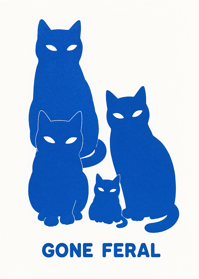 Gone Feral Blue Cat Illustration