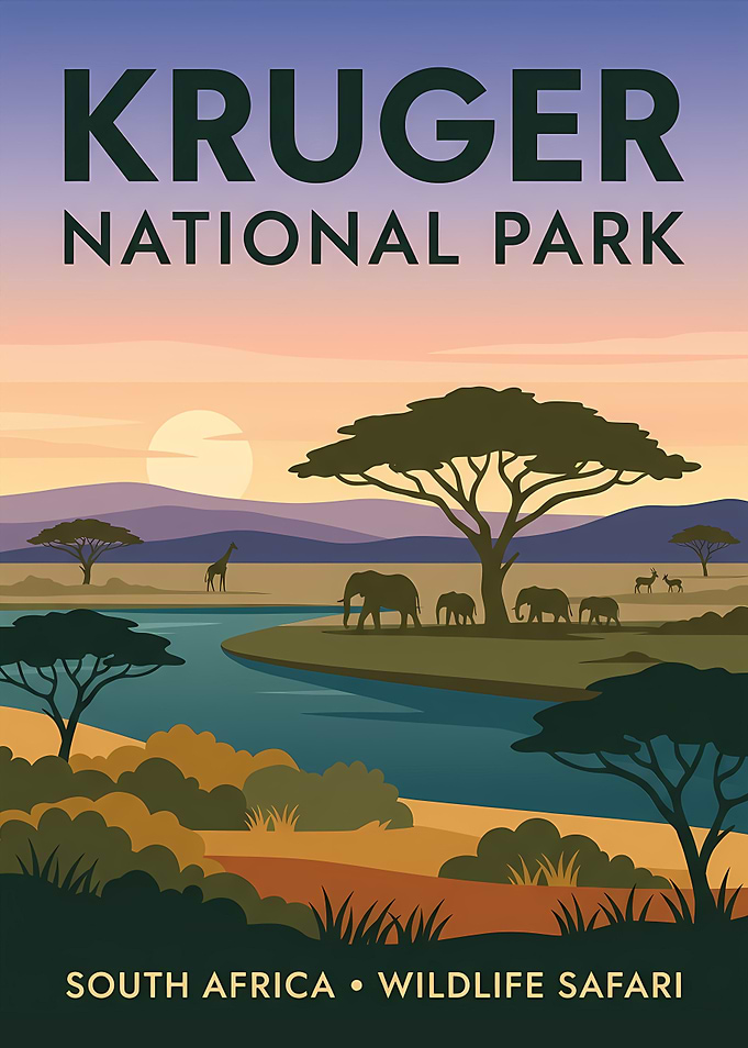 Kruger National Park Travel Poster