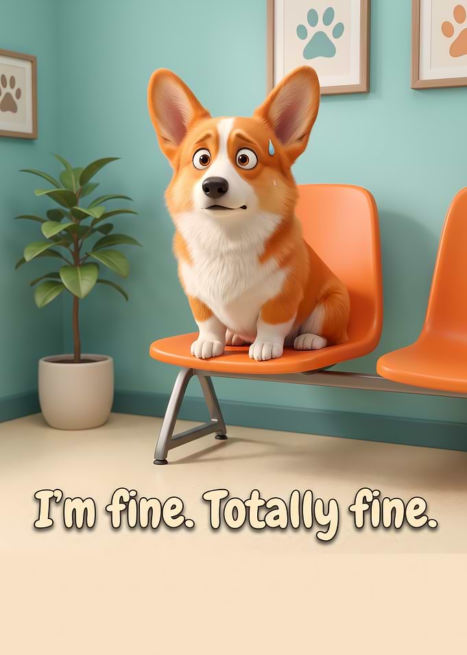 Anxious Corgi Waiting at the Vet