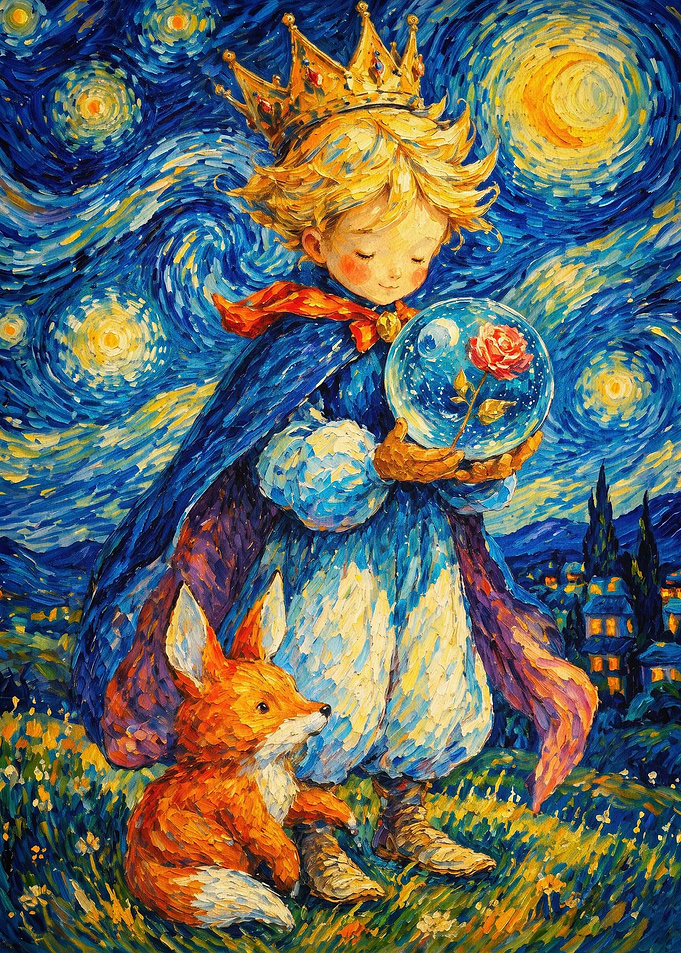 Little Prince Starry Night Poster