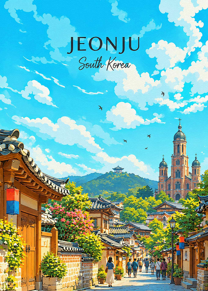 Jeonju South Korea Hanok Village Poster