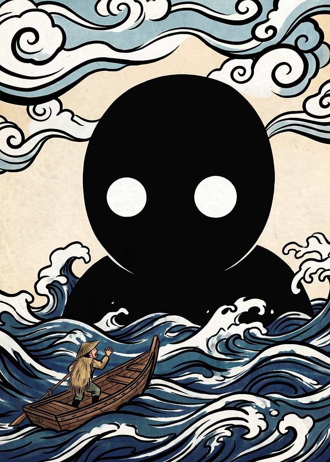 Ukiyo-e Style Giant Shadow Monster