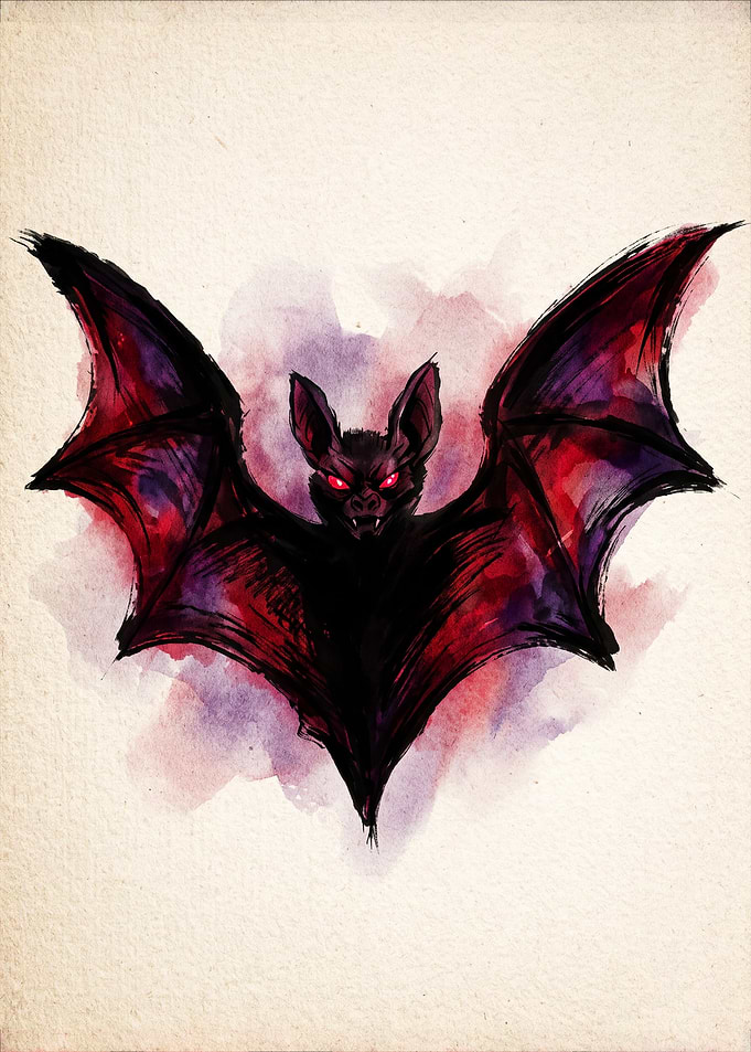 Watercolor Red-Eyed Bat Illustration