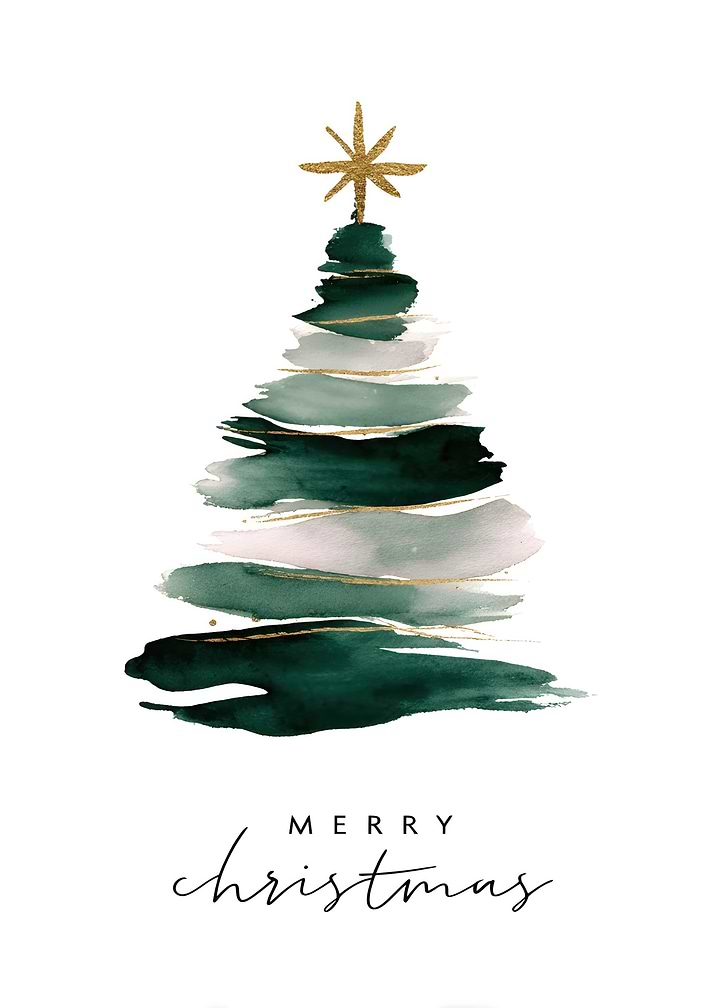 Minimalist Watercolor Christmas Tree Illustration