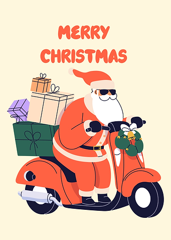 Cool Santa Riding a Scooter
