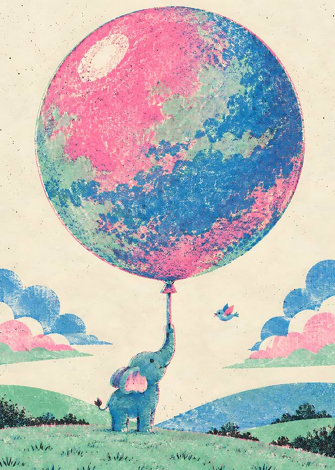 Elephant Holding a Giant Balloon