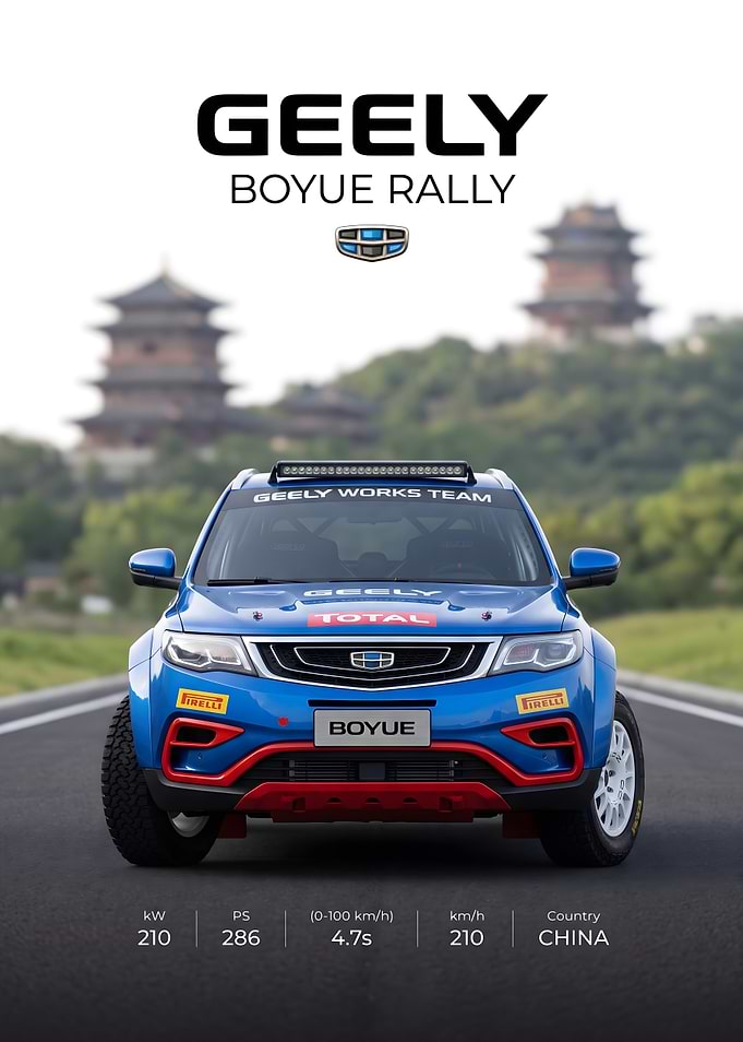 Geely Boyue Rally Car Poster