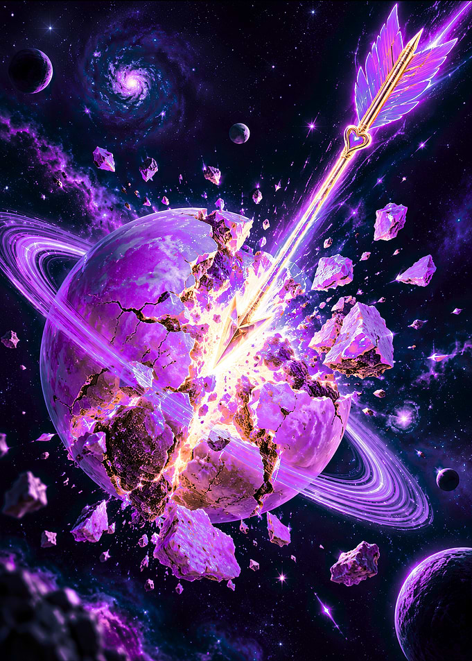 Cosmic Planet Shattered by Magic Arrow