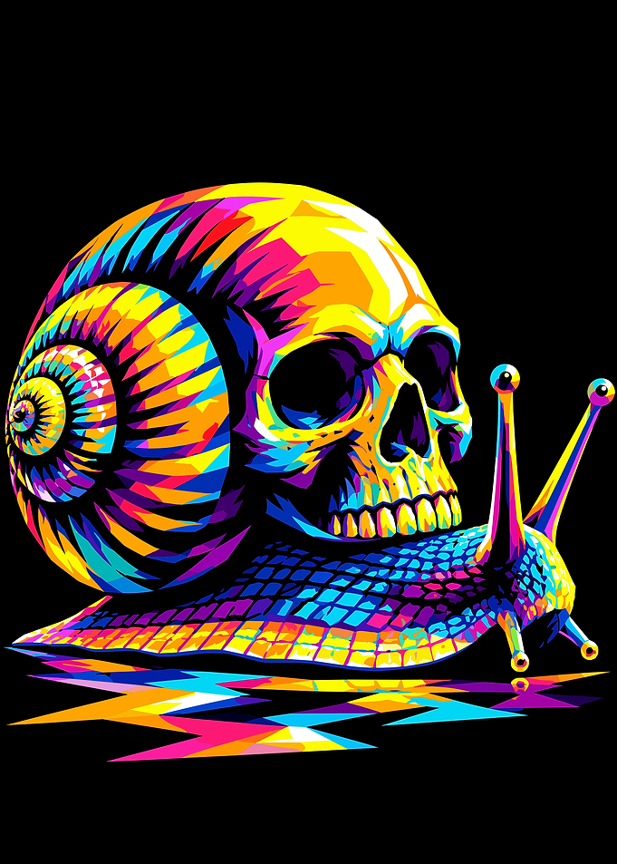 Colorful Pop Art Skull Snail