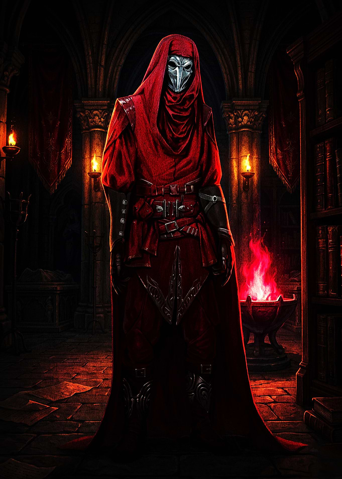 Mysterious Red Cloaked Plague Doctor