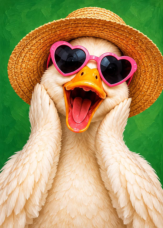 Funny Duck Wearing Heart Sunglasses