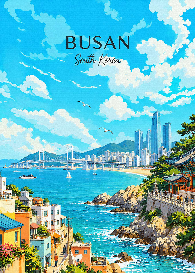 Busan South Korea Travel Poster