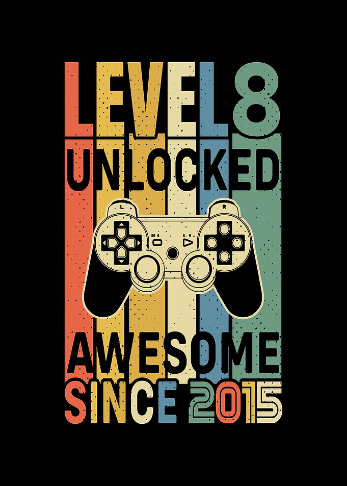 Level 8 Unlocked Gamer Birthday Design