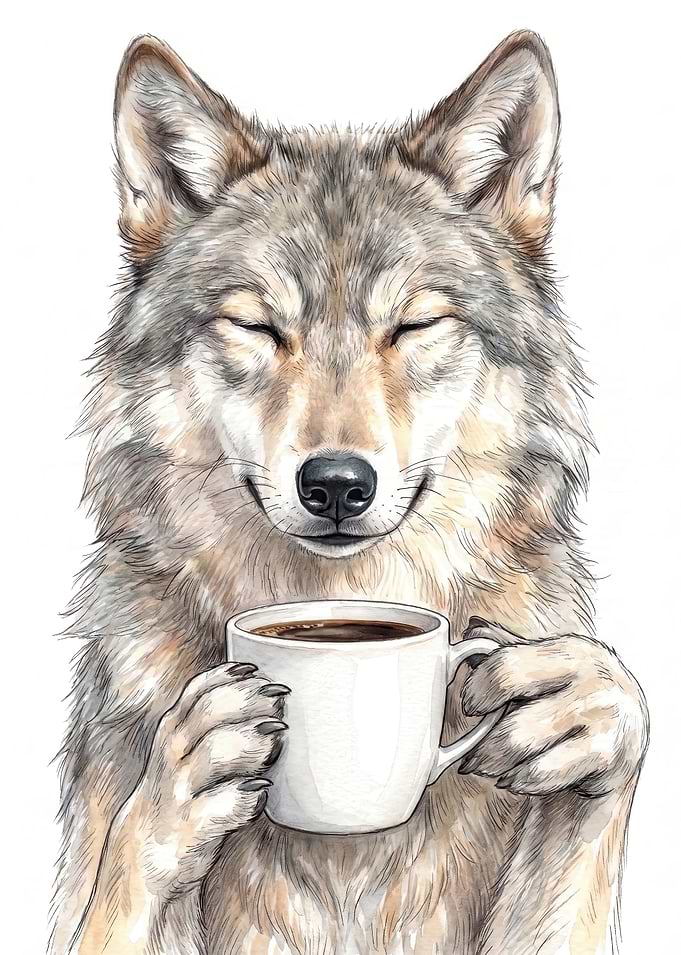 Cozy Wolf Coffee Break