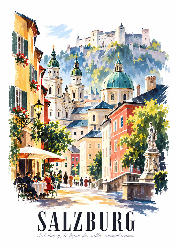 Vintage Travel Poster of Salzburg