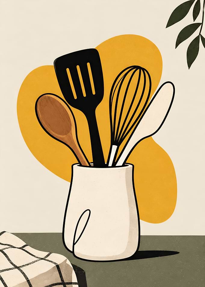 Minimalist Kitchen Utensils Illustration