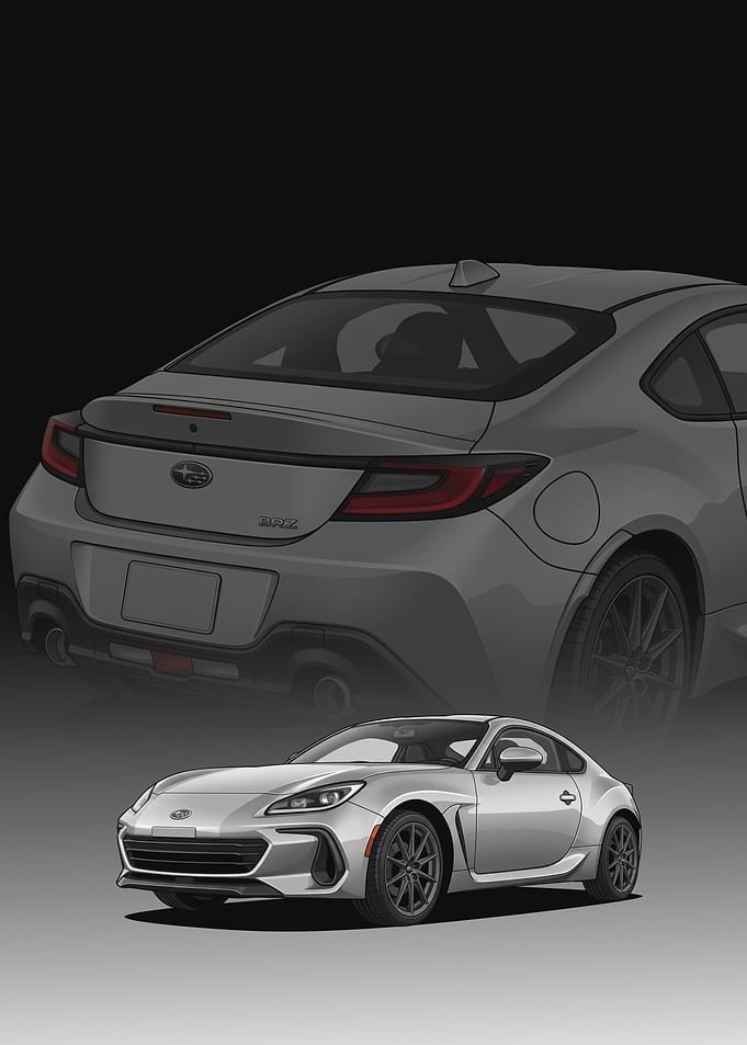 Subaru BRZ Silver Sports Car Illustration